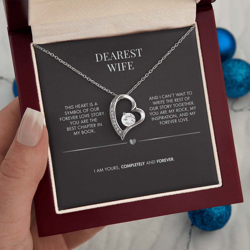 Husband to Wife Forever Love Crystal Pendant | 18K Yellow Gold Finish Necklace | Romantic Holiday Gift for Her