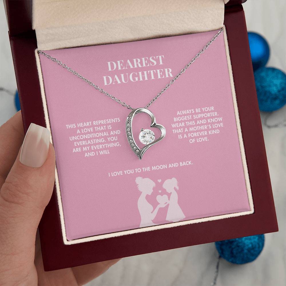 Mother to Daughter Forever Love Crystal Necklace | 18K Yellow Gold Finish | Heartfelt Graduation Keepsake