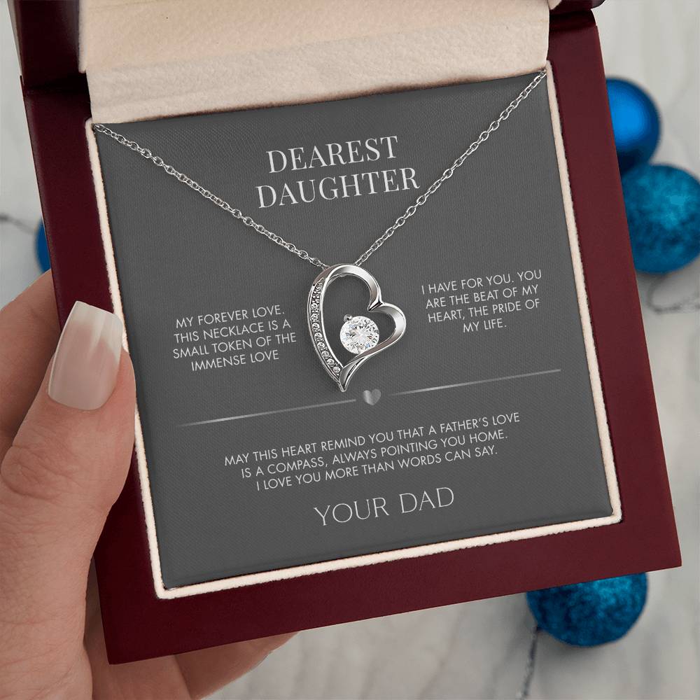Dad to Daughter Forever Love Crystal Necklace | 18K Yellow Gold Finish | Heartfelt Graduation Keepsake