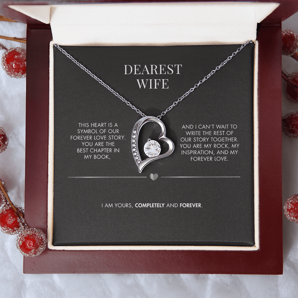 Husband to Wife Forever Love Crystal Pendant | 18K Yellow Gold Finish Necklace | Romantic Holiday Gift for Her