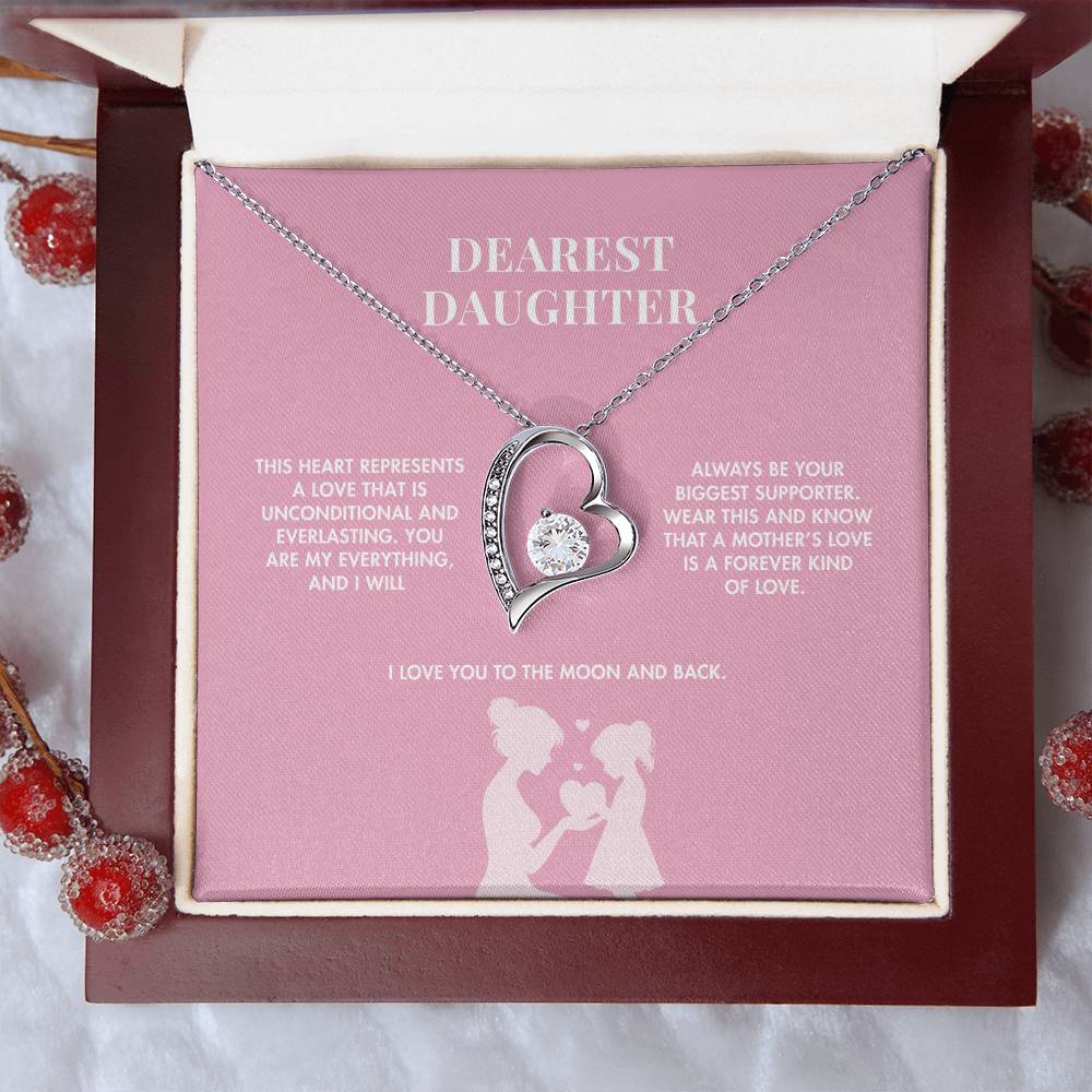 Mother to Daughter Forever Love Crystal Necklace | 18K Yellow Gold Finish | Heartfelt Graduation Keepsake