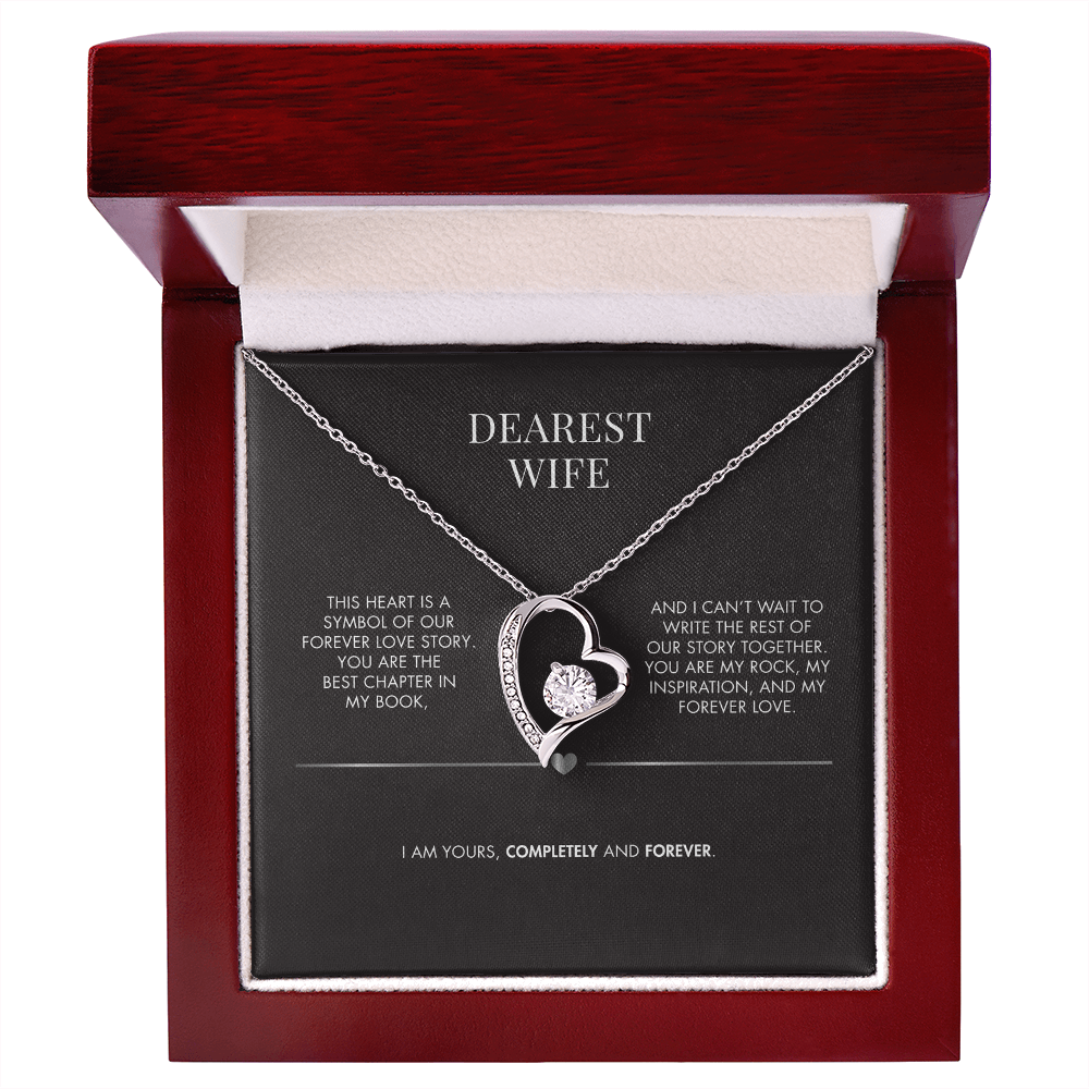 Husband to Wife Forever Love Crystal Pendant | 18K Yellow Gold Finish Necklace | Romantic Holiday Gift for Her