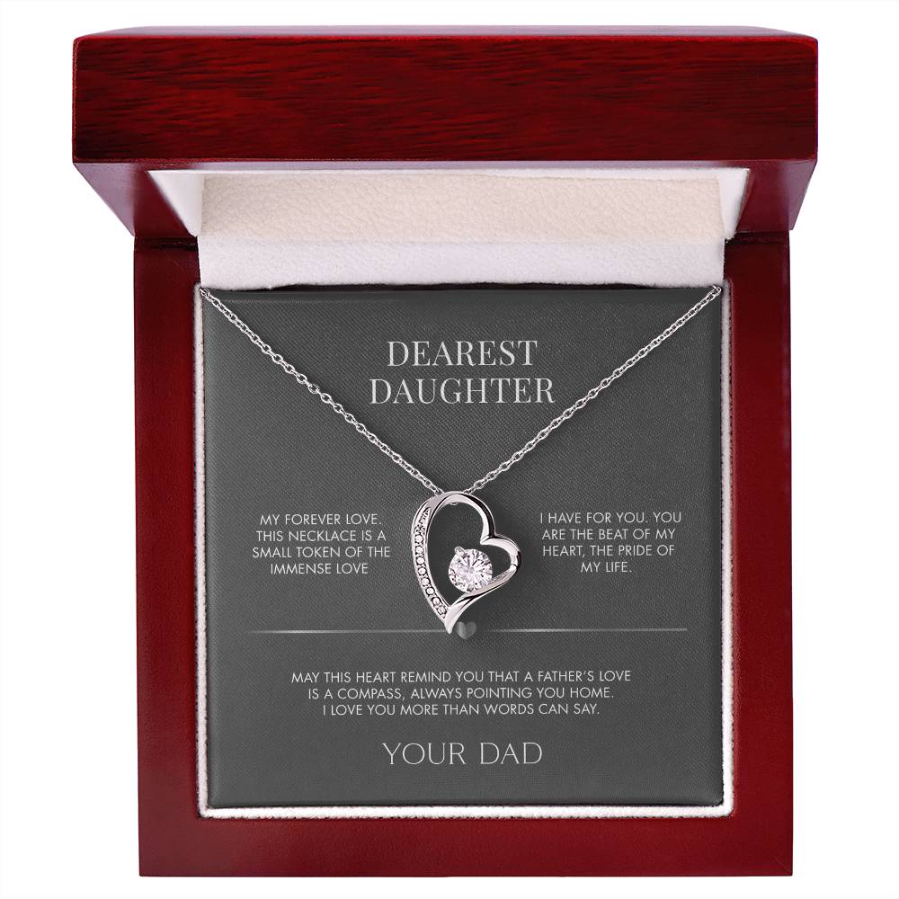 Dad to Daughter Forever Love Crystal Necklace | 18K Yellow Gold Finish | Heartfelt Graduation Keepsake