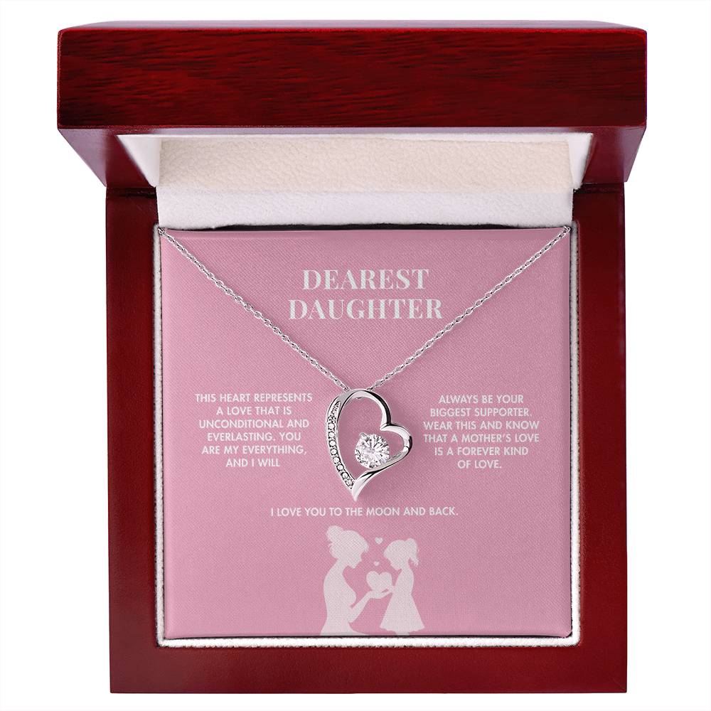 Mother to Daughter Forever Love Crystal Necklace | 18K Yellow Gold Finish | Heartfelt Graduation Keepsake