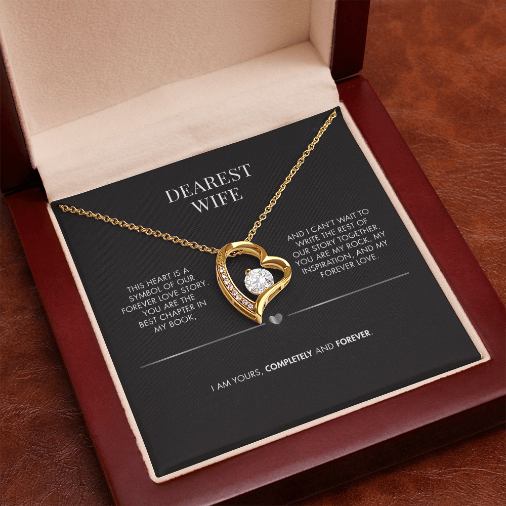 Husband to Wife Forever Love Crystal Pendant | 18K Yellow Gold Finish Necklace | Romantic Holiday Gift for Her