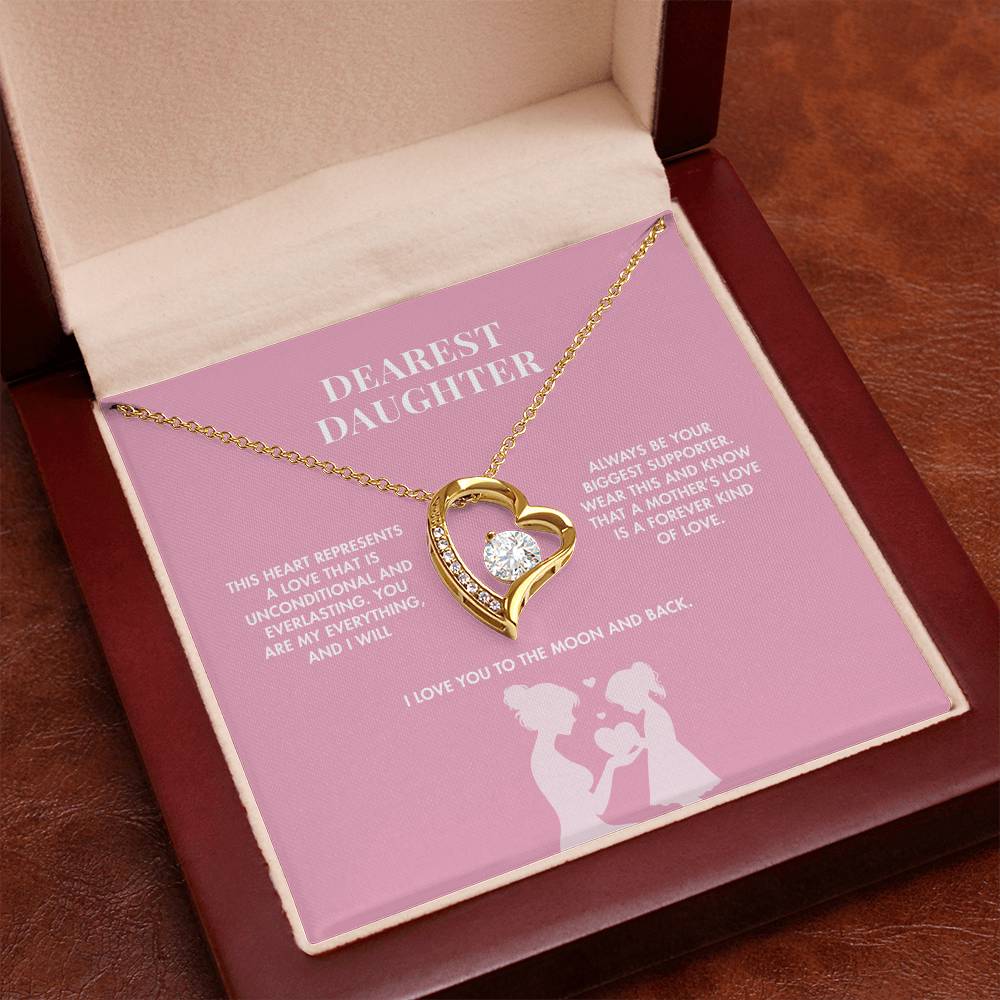 Mother to Daughter Forever Love Crystal Necklace | 18K Yellow Gold Finish | Heartfelt Graduation Keepsake
