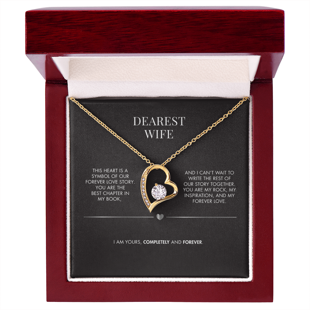 Husband to Wife Forever Love Crystal Pendant | 18K Yellow Gold Finish Necklace | Romantic Holiday Gift for Her