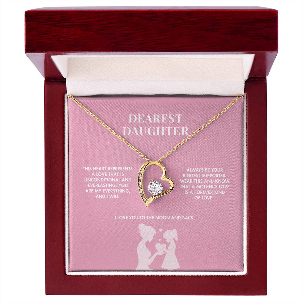 Mother to Daughter Forever Love Crystal Necklace | 18K Yellow Gold Finish | Heartfelt Graduation Keepsake