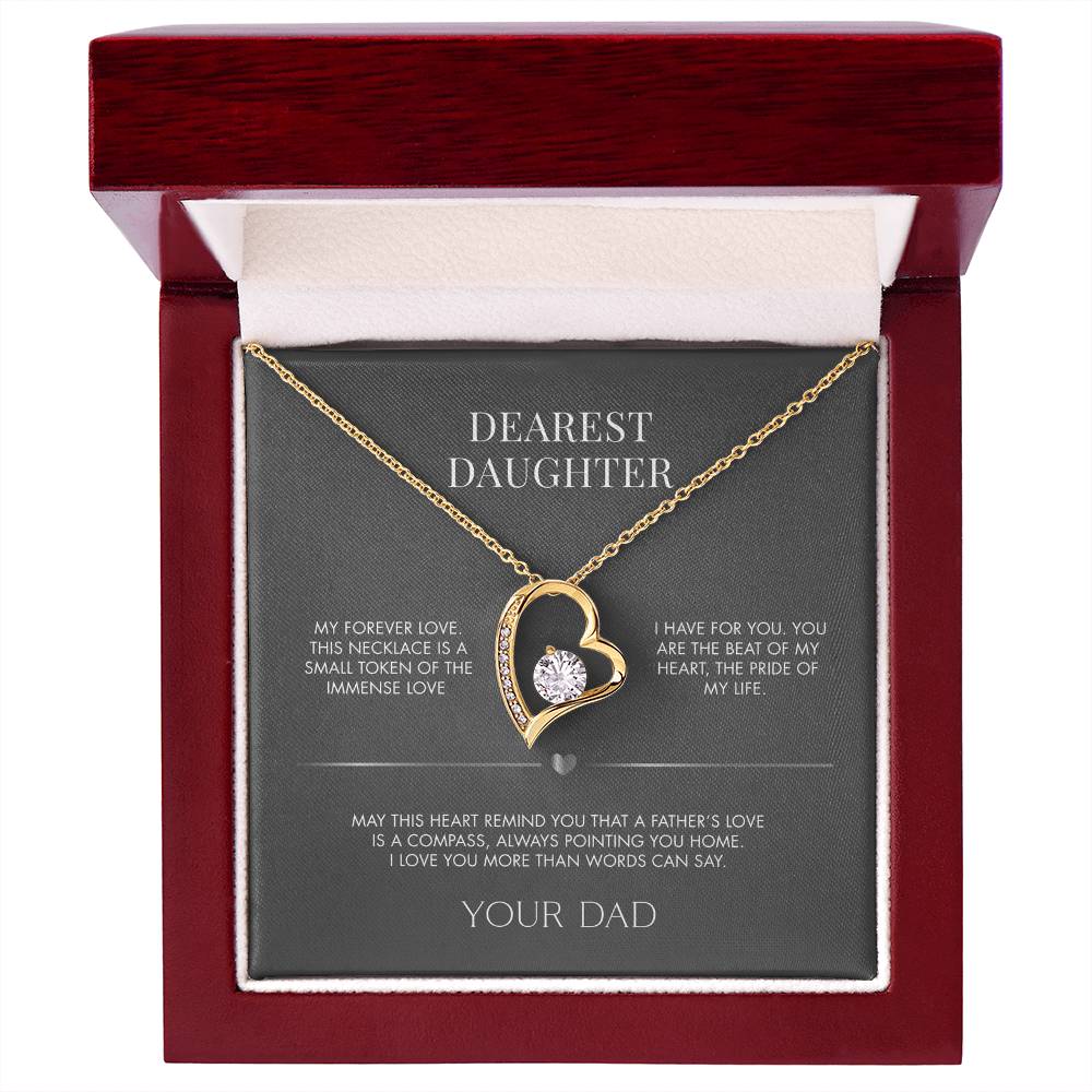 Dad to Daughter Forever Love Crystal Necklace | 18K Yellow Gold Finish | Heartfelt Graduation Keepsake