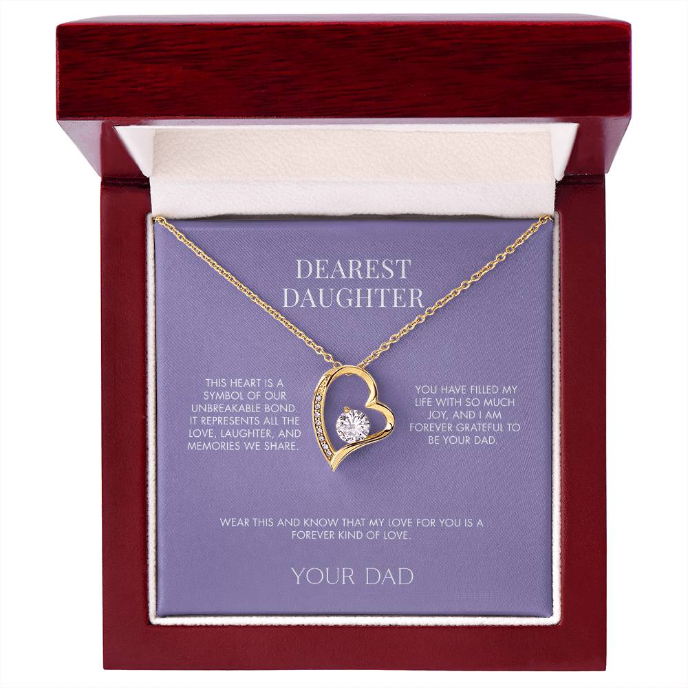 To My Daughter Forever Love Heart Pendant from Dad | Premium 14K White Gold Finish Necklace | Special Holiday Gift