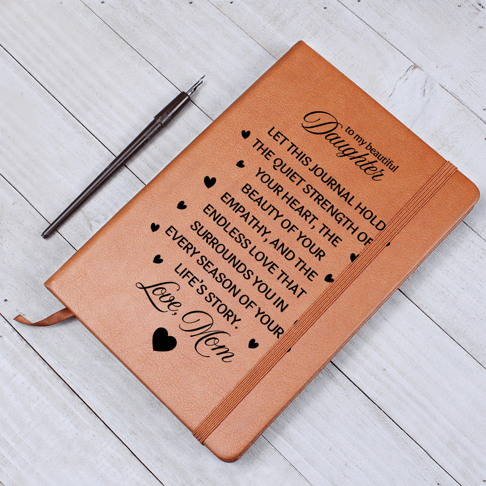 To My Daughter Graphic Leather Journal from Mom | Vegan Leather Notebook | Meaningful Birthday & Graduation Gift