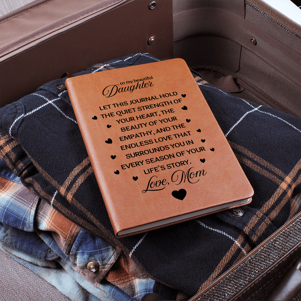 To My Daughter Graphic Leather Journal from Mom | Vegan Leather Notebook | Meaningful Birthday & Graduation Gift