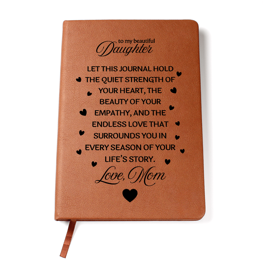 To My Daughter Graphic Leather Journal from Mom | Vegan Leather Notebook | Meaningful Birthday & Graduation Gift