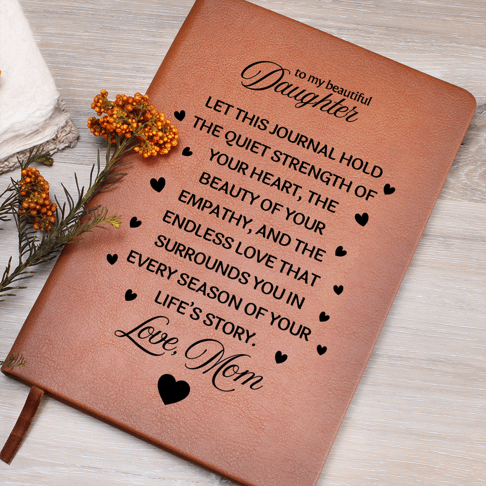 To My Daughter Graphic Leather Journal from Mom | Vegan Leather Notebook | Meaningful Birthday & Graduation Gift