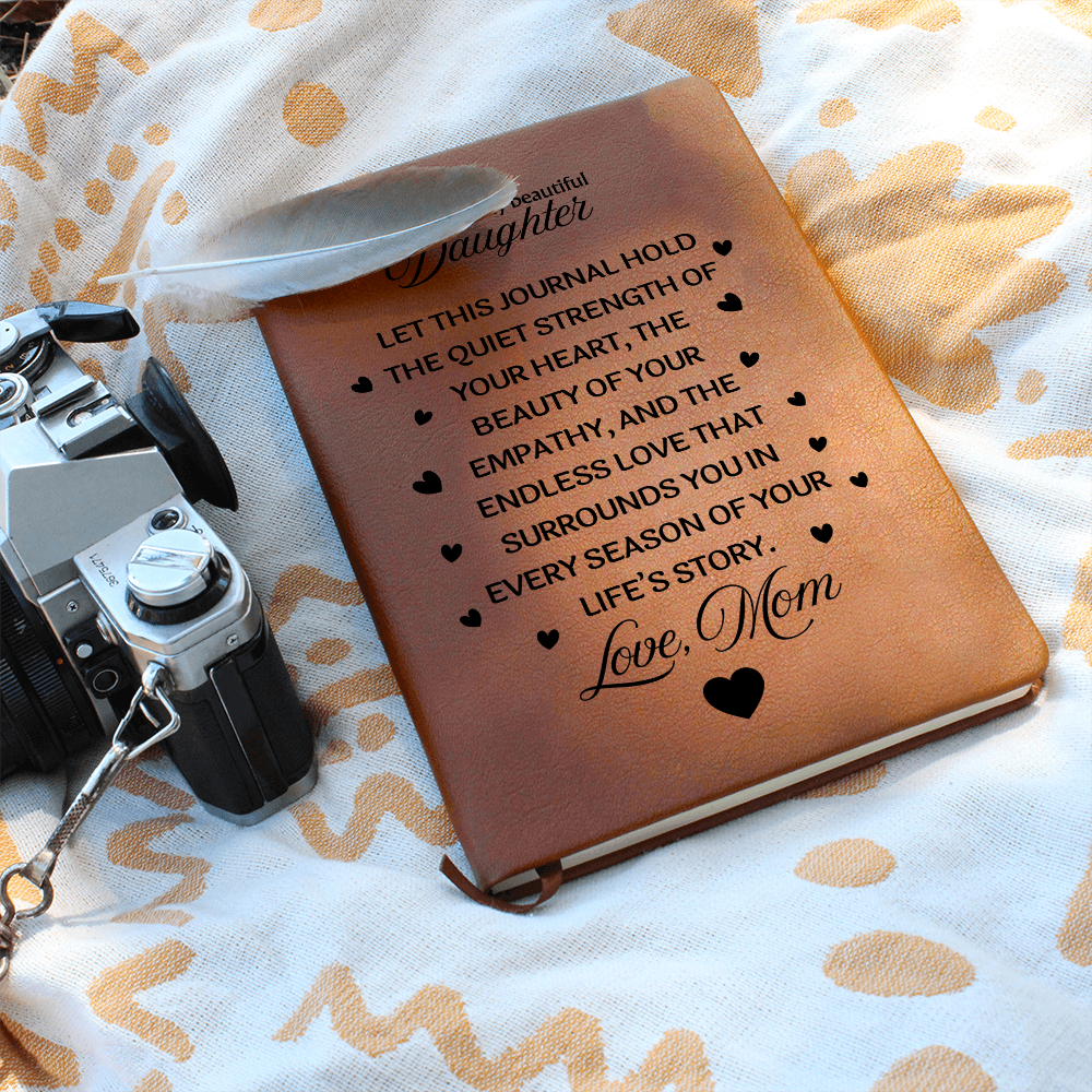 To My Daughter Graphic Leather Journal from Mom | Vegan Leather Notebook | Meaningful Birthday & Graduation Gift