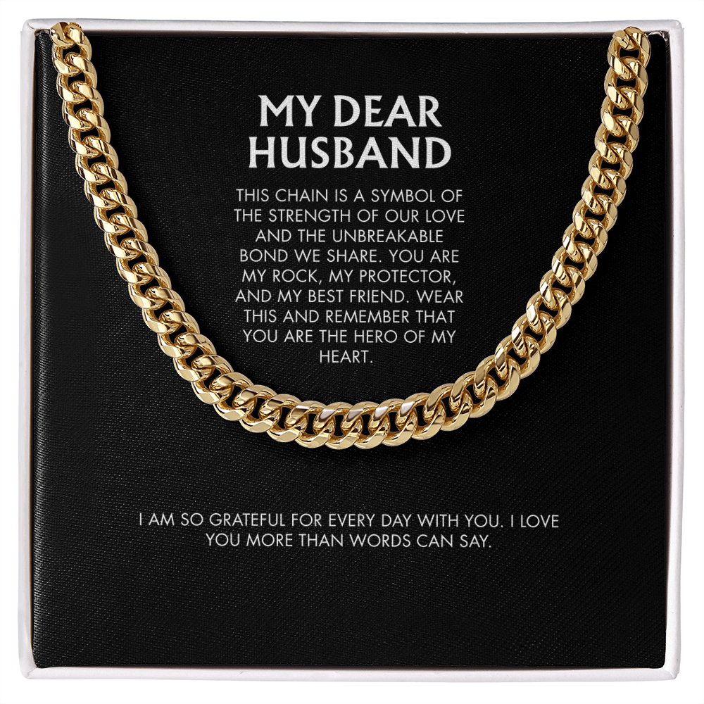To My Husband Stylish Cuban Link Chain Necklace | Polished Stainless Steel | Modern Anniversary Gift from Wife
