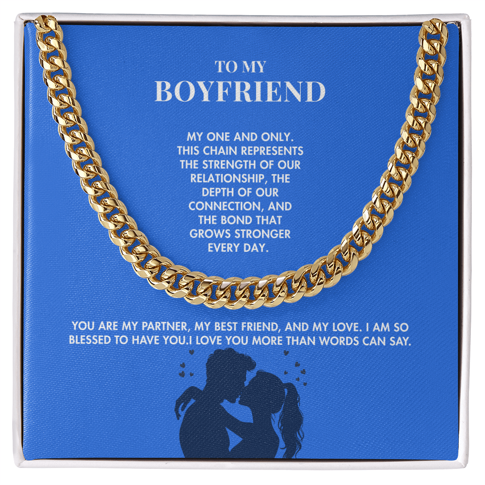 Girlfriend to Boyfriend 14K Gold Finish Cuban Link Chain | 5mm Adjustable Men's Necklace | Meaningful Valentine's Day Gift