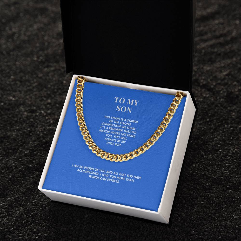To My Son Premium Cuban Link Necklace | Polished Stainless Steel Weighted Chain | Special Occasion Gift from Mother