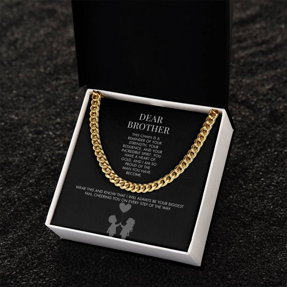 Sister to Brother Classic 14K Yellow Gold Finish Cuban Link Chain | 5mm Adjustable Men's Necklace | Special Holiday Gift