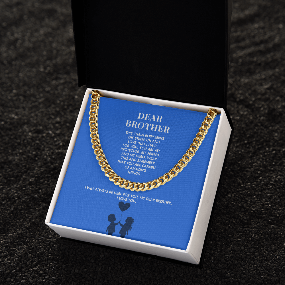 To My Brother Premium Cuban Link Necklace from Sister | Polished Stainless Steel Weighted Chain | Heartfelt Graduation Gift
