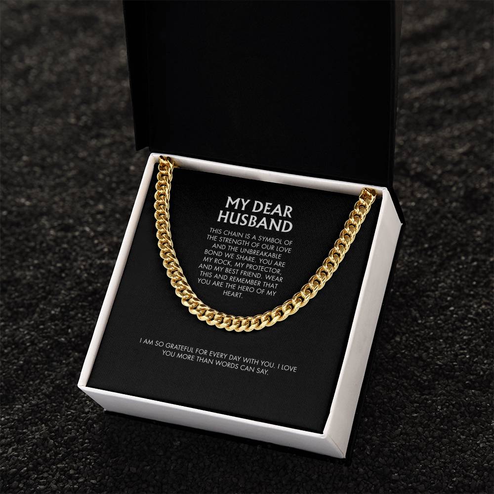 To My Husband Stylish Cuban Link Chain Necklace | Polished Stainless Steel | Modern Anniversary Gift from Wife