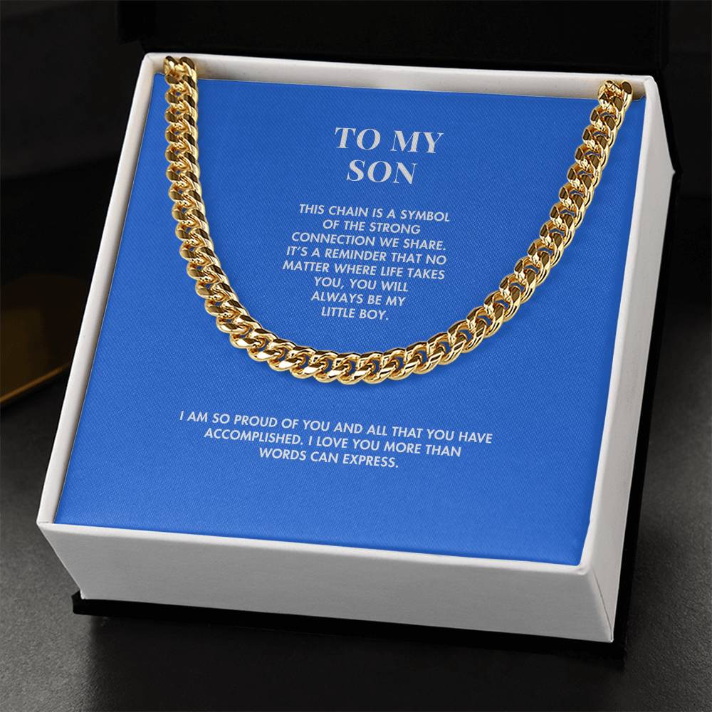 To My Son Premium Cuban Link Necklace | Polished Stainless Steel Weighted Chain | Special Occasion Gift from Mother