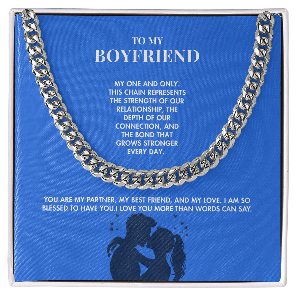 Girlfriend to Boyfriend 14K Gold Finish Cuban Link Chain | 5mm Adjustable Men's Necklace | Meaningful Valentine's Day Gift
