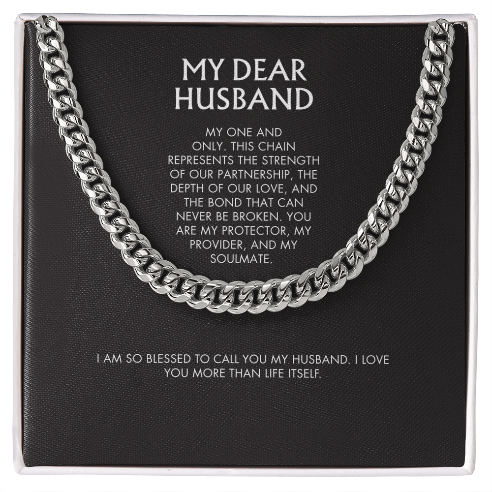 Wife to Husband 14K Gold Finish Cuban Link Necklace | 5mm Adjustable Chain | Bold Birthday Jewelry Gift for Him