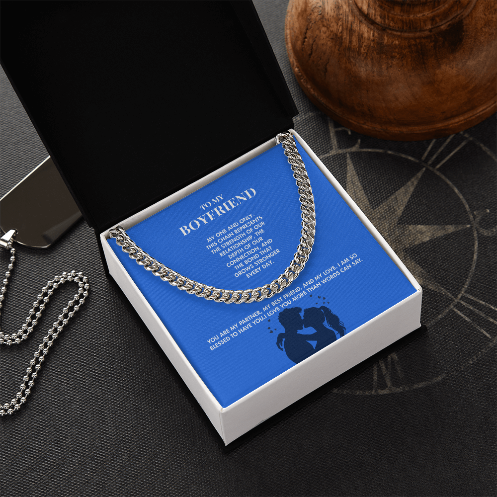 Girlfriend to Boyfriend 14K Gold Finish Cuban Link Chain | 5mm Adjustable Men's Necklace | Meaningful Valentine's Day Gift
