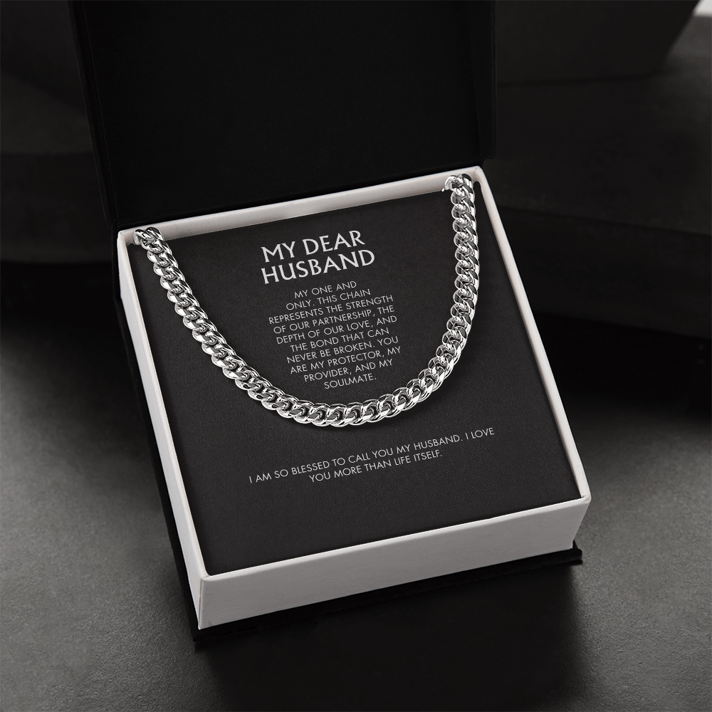 Wife to Husband 14K Gold Finish Cuban Link Necklace | 5mm Adjustable Chain | Bold Birthday Jewelry Gift for Him