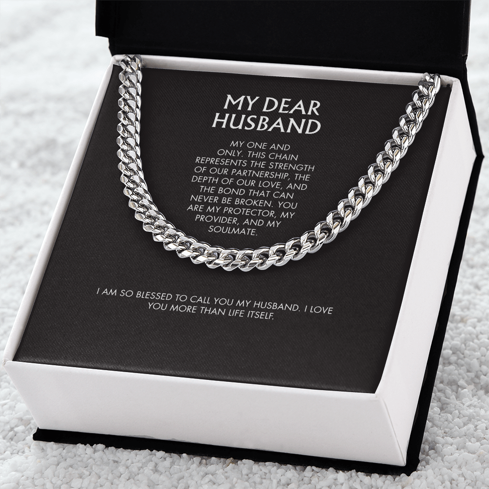 Wife to Husband 14K Gold Finish Cuban Link Necklace | 5mm Adjustable Chain | Bold Birthday Jewelry Gift for Him