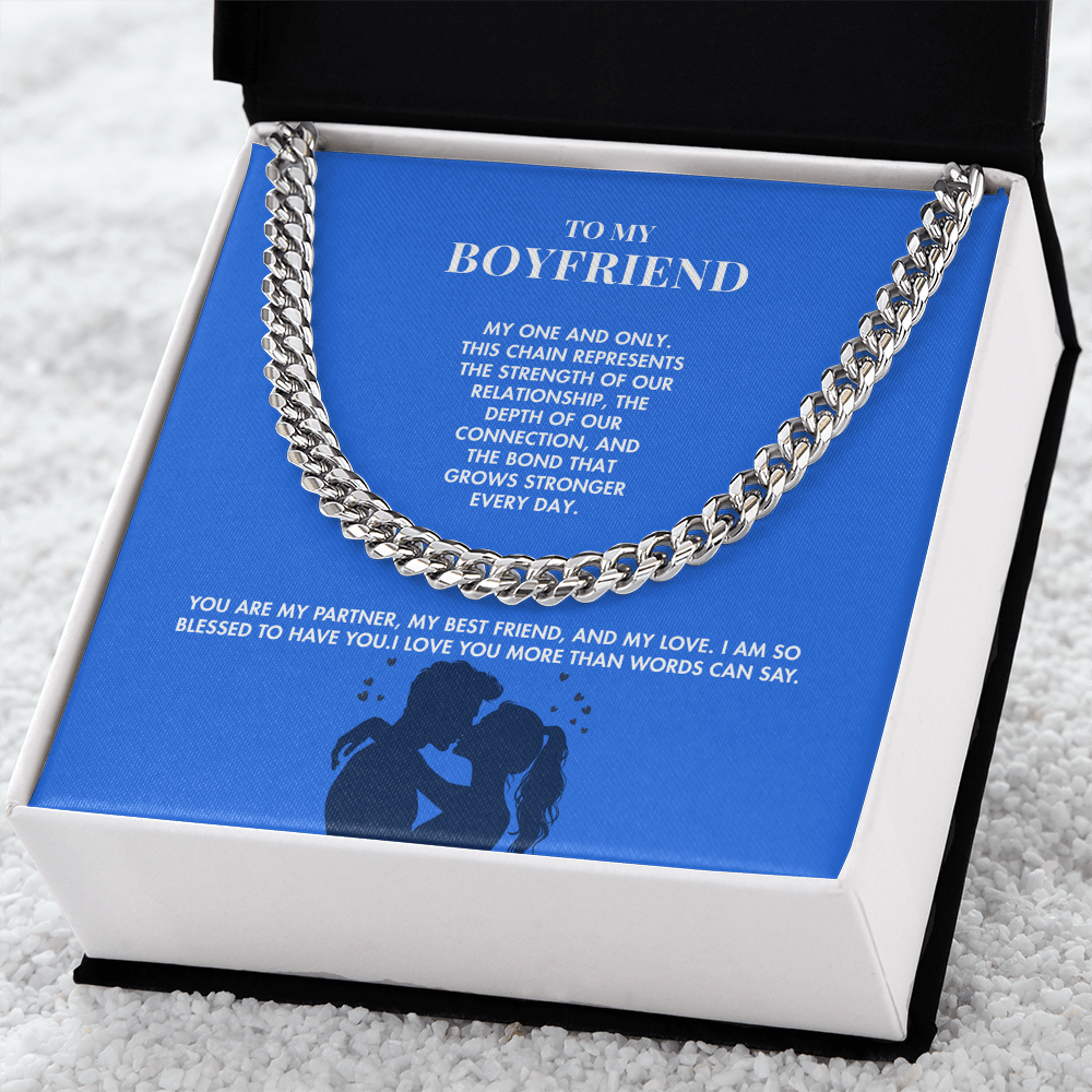 Girlfriend to Boyfriend 14K Gold Finish Cuban Link Chain | 5mm Adjustable Men's Necklace | Meaningful Valentine's Day Gift