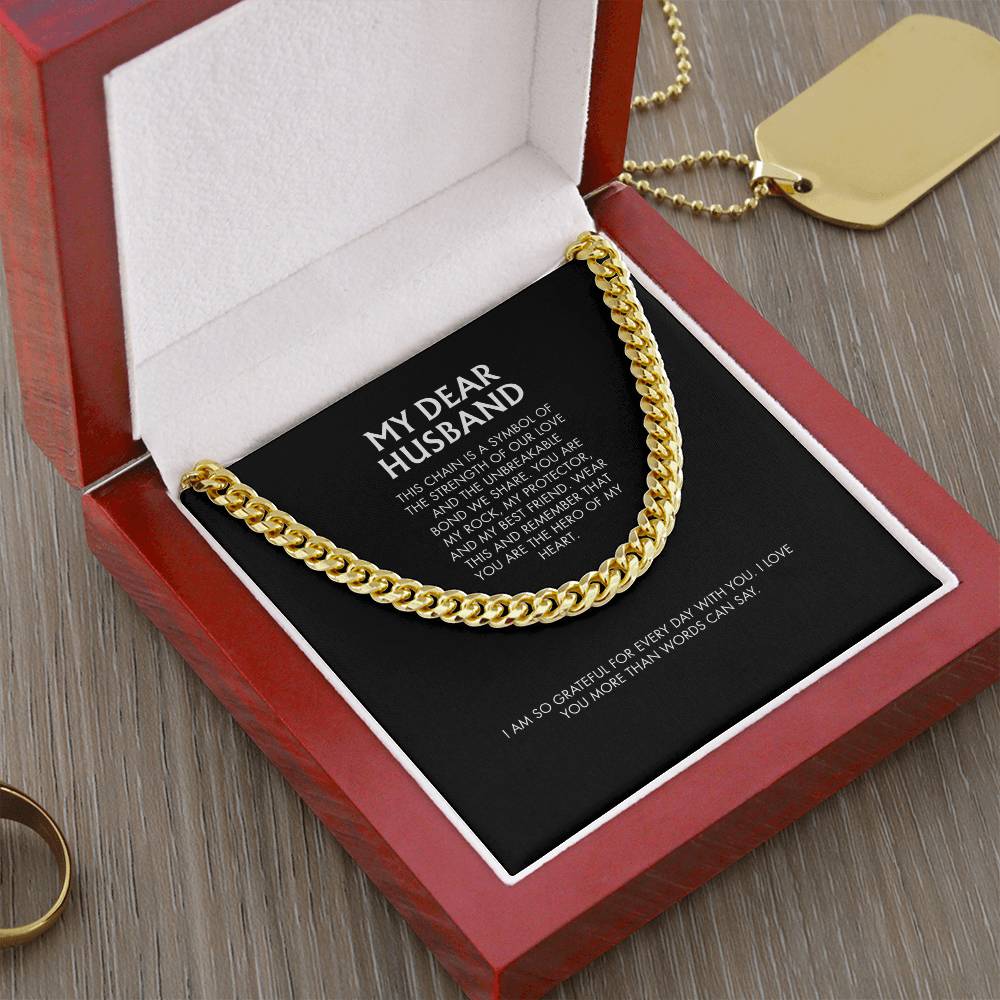 To My Husband Stylish Cuban Link Chain Necklace | Polished Stainless Steel | Modern Anniversary Gift from Wife