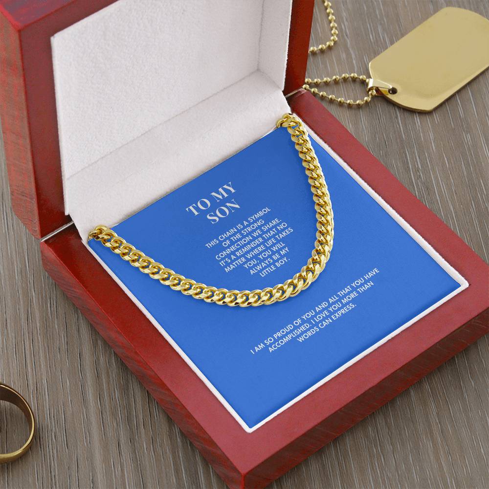 To My Son Premium Cuban Link Necklace | Polished Stainless Steel Weighted Chain | Special Occasion Gift from Mother