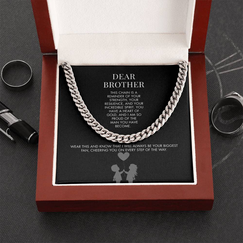 Sister to Brother Classic 14K Yellow Gold Finish Cuban Link Chain | 5mm Adjustable Men's Necklace | Special Holiday Gift