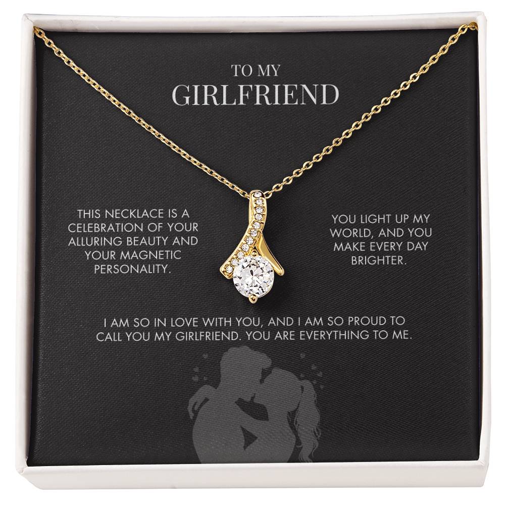 Boyfriend to Girlfriend Alluring Beauty Pendant | 18K Yellow Gold Finish Necklace | Elegant Valentine's Day Jewelry