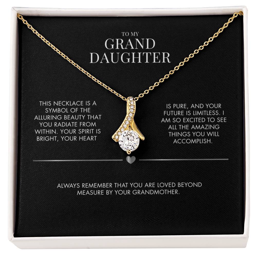 To Our Granddaughter Alluring Beauty Necklace | Premium Cubic Zirconia Ribbon Pendant | Heartfelt Holiday Jewelry Gift