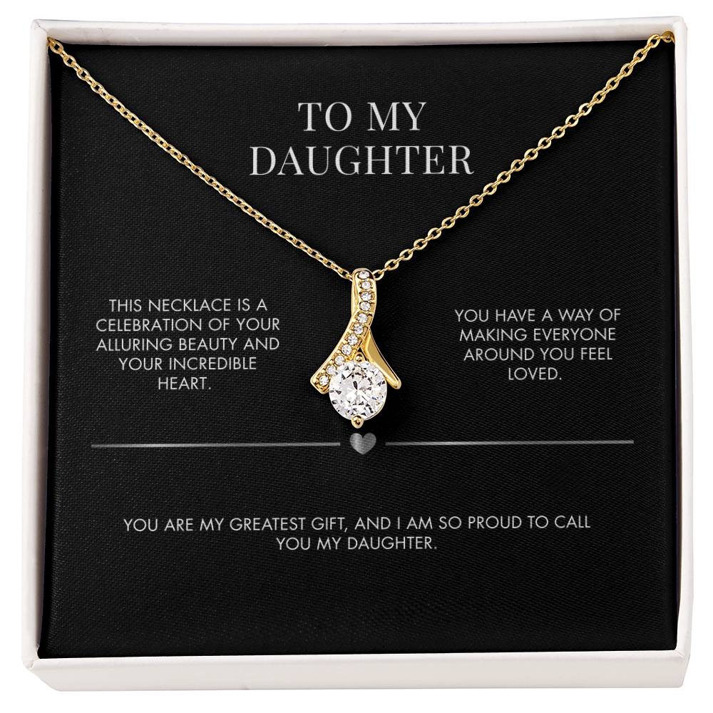 Mother to Daughter Alluring Beauty Necklace | 18K Yellow Gold Finish Ribbon Pendant | Meaningful Keepsake Gift