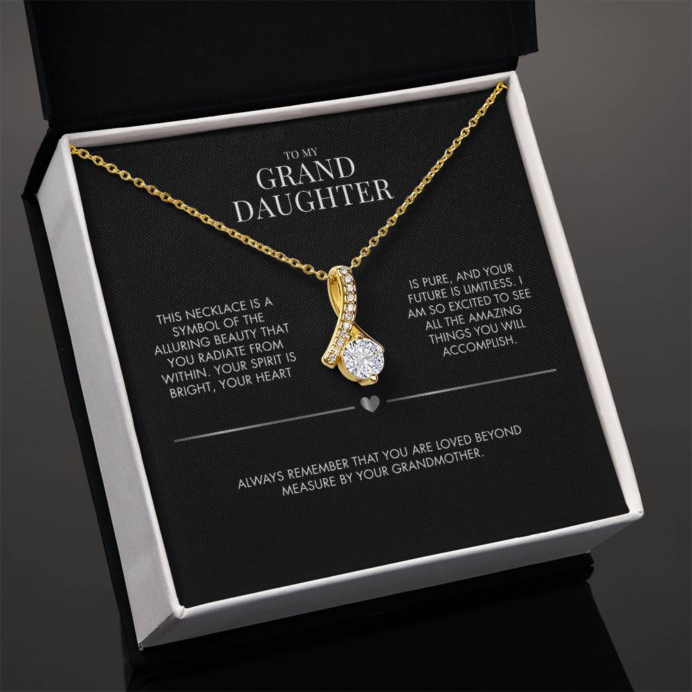 To Our Granddaughter Alluring Beauty Necklace | Premium Cubic Zirconia Ribbon Pendant | Heartfelt Holiday Jewelry Gift