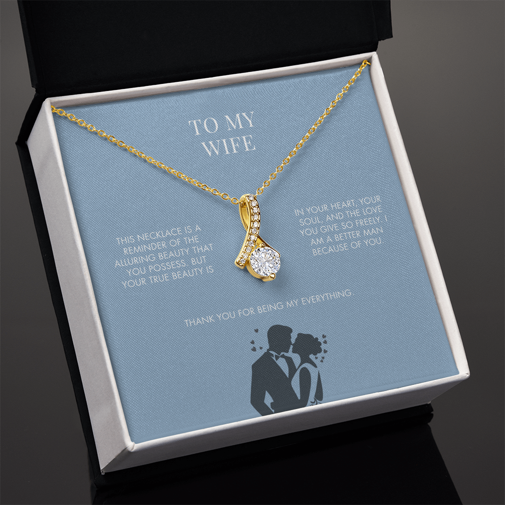 Husband to Wife Alluring Beauty Pendant | 18K Yellow Gold Finish Necklace | Elegant Valentine's Day Gift for Her