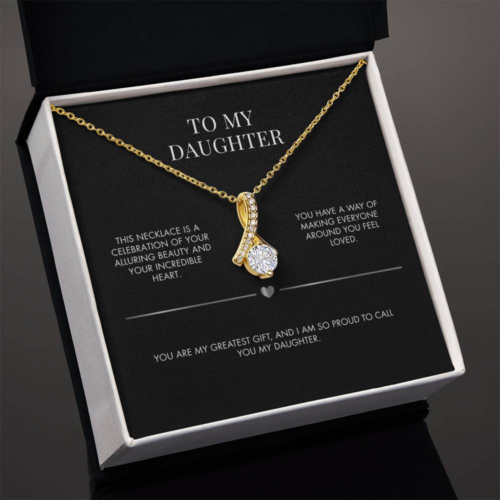 Mother to Daughter Alluring Beauty Necklace | 18K Yellow Gold Finish Ribbon Pendant | Meaningful Keepsake Gift