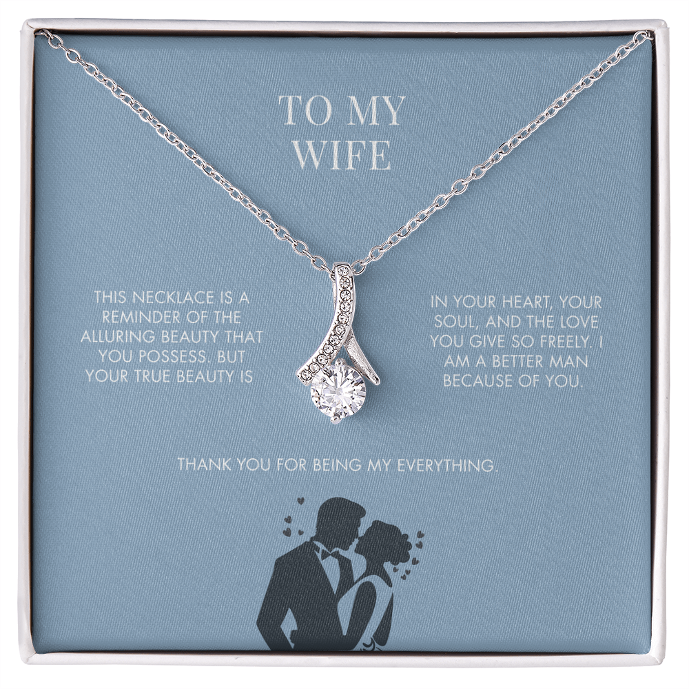 Husband to Wife Alluring Beauty Pendant | 18K Yellow Gold Finish Necklace | Elegant Valentine's Day Gift for Her