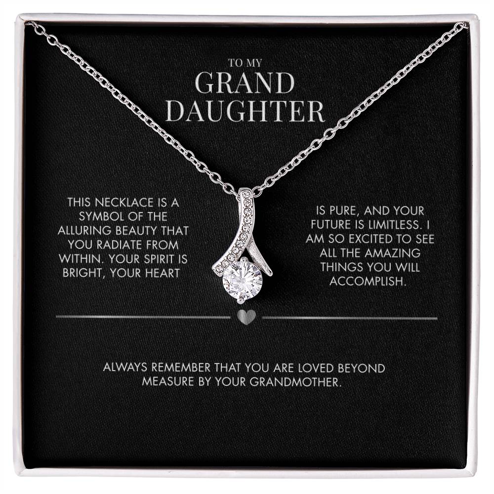 To Our Granddaughter Alluring Beauty Necklace | Premium Cubic Zirconia Ribbon Pendant | Heartfelt Holiday Jewelry Gift