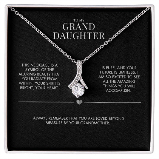 To Our Granddaughter Alluring Beauty Necklace | Premium Cubic Zirconia Ribbon Pendant | Heartfelt Holiday Jewelry Gift