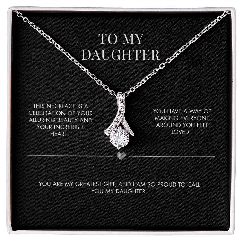 Mother to Daughter Alluring Beauty Necklace | 18K Yellow Gold Finish Ribbon Pendant | Meaningful Keepsake Gift