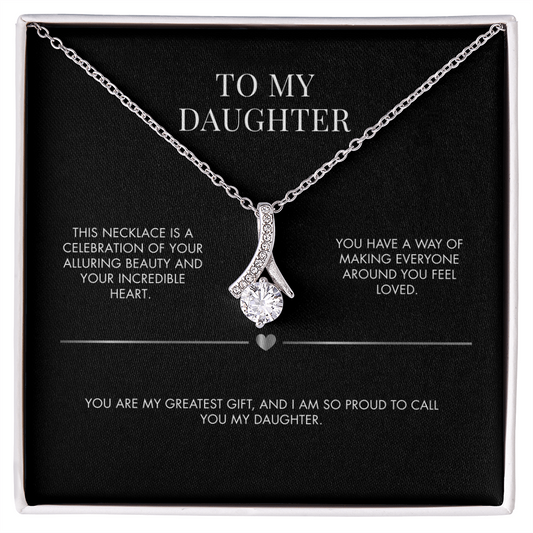 Mother to Daughter Alluring Beauty Necklace | 18K Yellow Gold Finish Ribbon Pendant | Meaningful Keepsake Gift