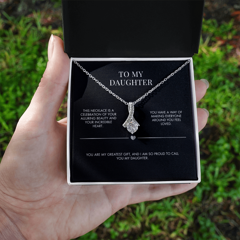Mother to Daughter Alluring Beauty Necklace | 18K Yellow Gold Finish Ribbon Pendant | Meaningful Keepsake Gift