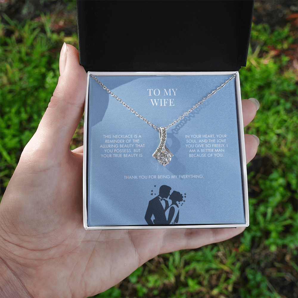 Husband to Wife Alluring Beauty Pendant | 18K Yellow Gold Finish Necklace | Elegant Valentine's Day Gift for Her