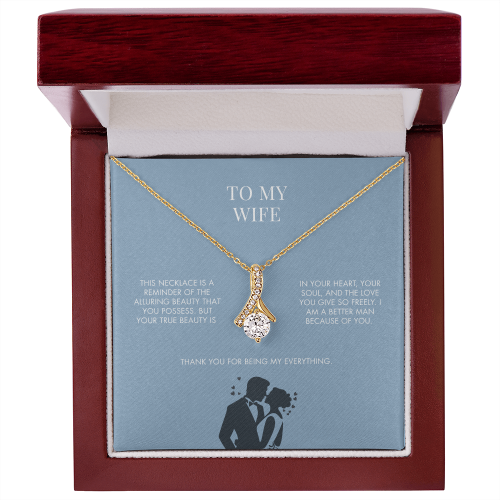 Husband to Wife Alluring Beauty Pendant | 18K Yellow Gold Finish Necklace | Elegant Valentine's Day Gift for Her