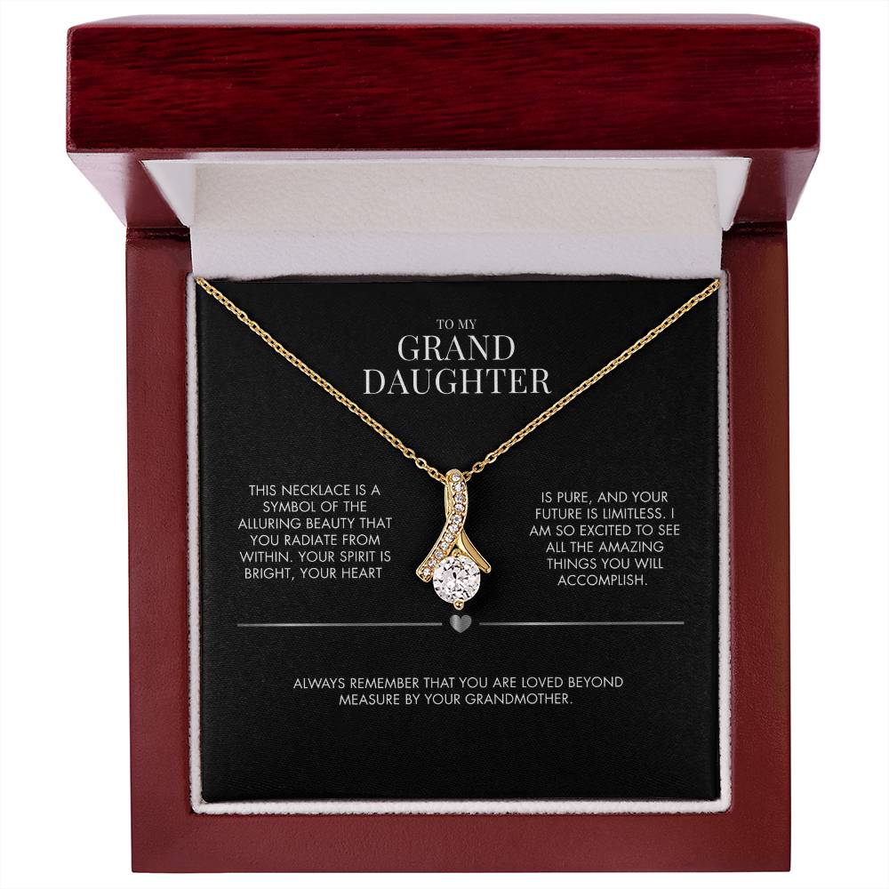 To Our Granddaughter Alluring Beauty Necklace | Premium Cubic Zirconia Ribbon Pendant | Heartfelt Holiday Jewelry Gift